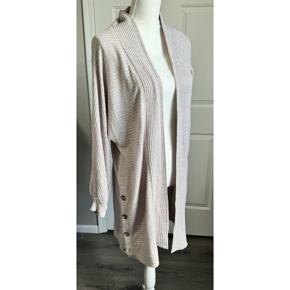 Anthropologie Saturday Sunday Acadia Cloudfleece Ribbed Cardigan Open Small - Picture 2 of 12